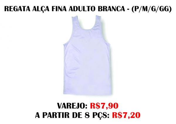 Regata Alça Fina 100% Poliéster AP 08 Pçs