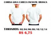 Camisa Gola Careca Branca INFANTIL 100% Poliéster Unid.