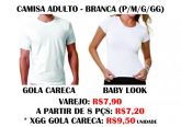 Camisa Brancas 100% Poliéster AP 08 Pçs